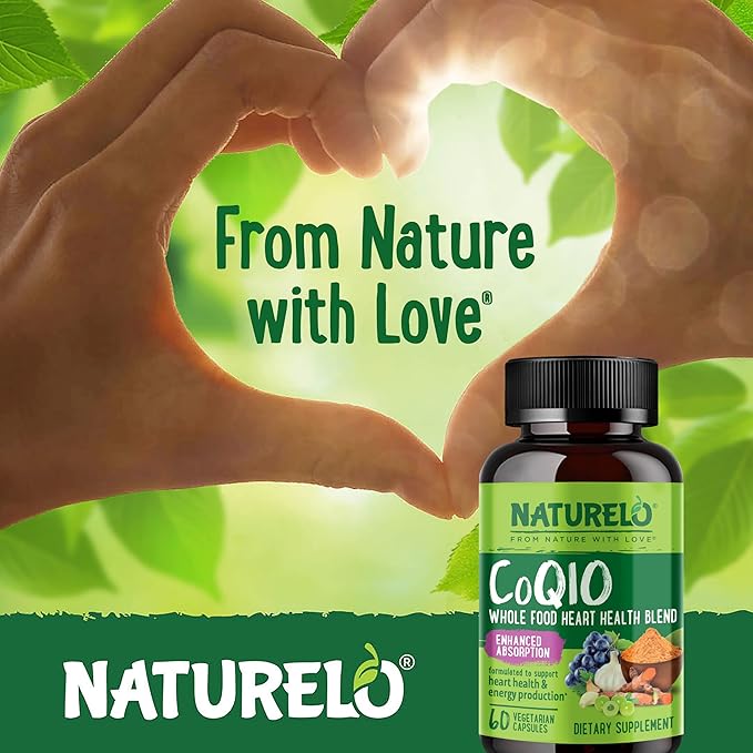 NATURELO Whole Food CoQ10 Supplement, 60 Veg Capsules, Heart Health Blend - Image 8