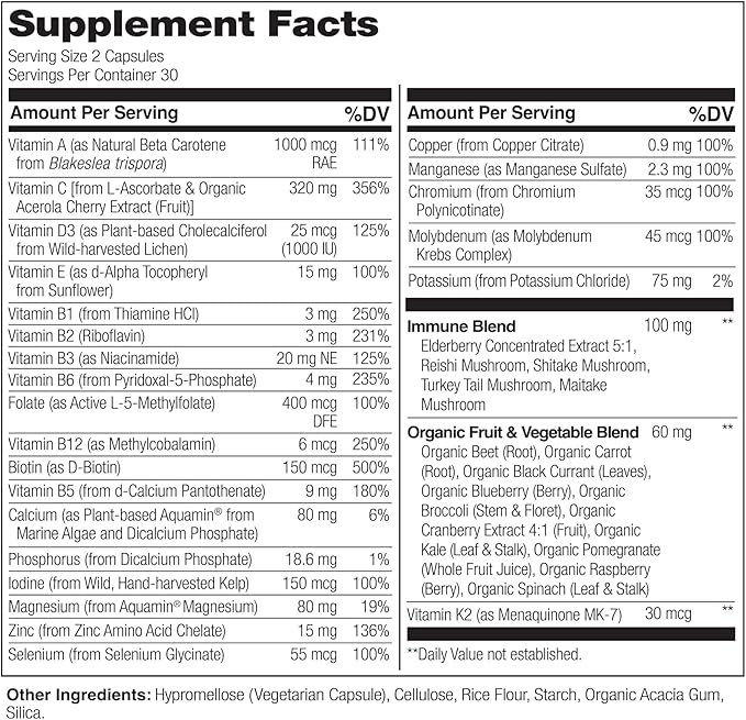 NATURELO Whole Food Multivitamin + Immune Blend - Image 3