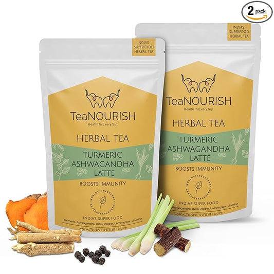 TeaNOURISH Turmeric Ashwagandha Latte | Golden Milk Powder | Authentic Indian by TeaNOURISH
