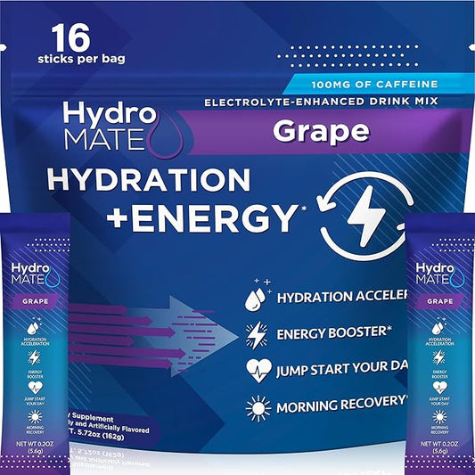 HydroMATE Electrolytes Powder Drink Mix Packets Hydration Accelerator Low Sugar by HydroMATE