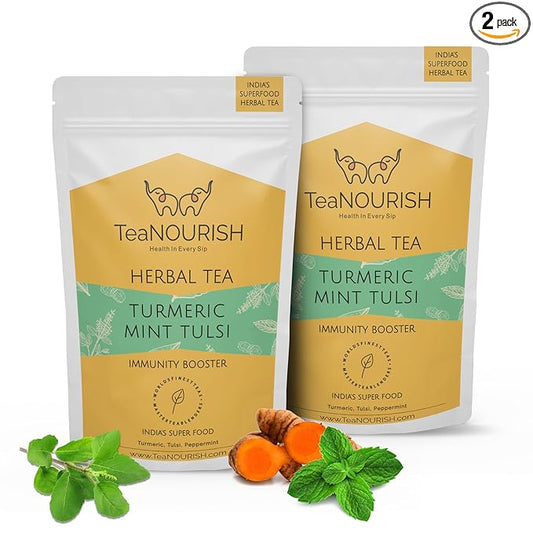 TeaNOURISH Turmeric Mint Tulsi Herbal Tea | Indian Superfoods | Blend of by TeaNOURISH