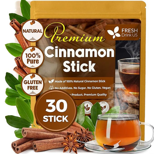 FreshDrinkUS, Premium 30+ Cinnamon Dried Sticks, Whole Sticks, 100% Natural & by NaturalandPremiumHerbalTea