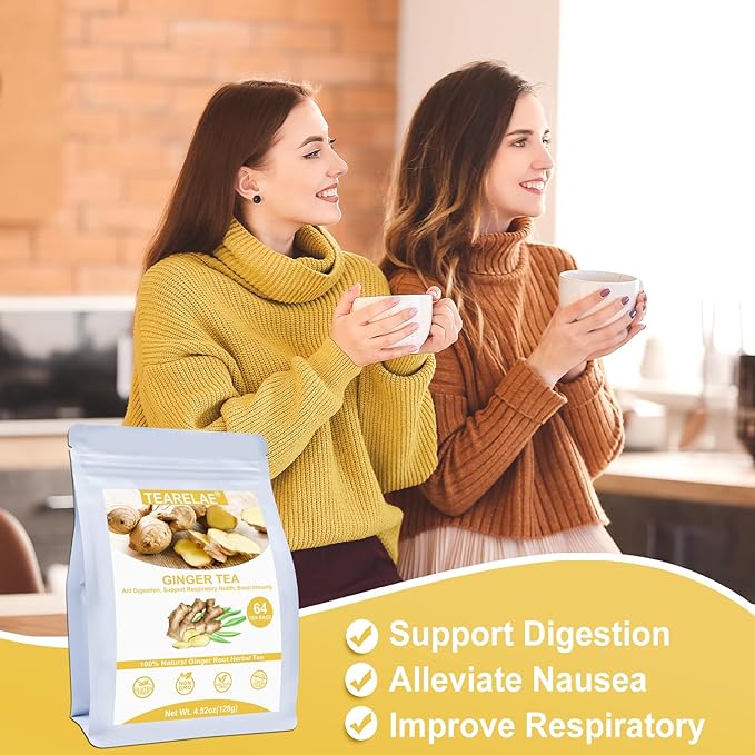 TEARELAE - Ginger Tea Bags, Soothing & Spicy - Non-GMO - Caffeine-free - Aid - Image 6