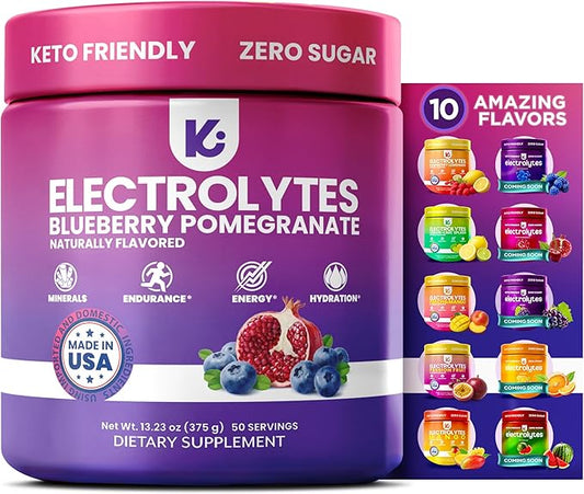 Keppi Electrolytes Powder – Blueberry Pomegranate Flavor 50 Servings – No Sugar by Keppi