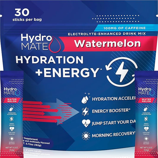 HydroMATE Electrolytes Powder Drink Mix Packets Hydration Accelerator Low Sugar by HydroMATE