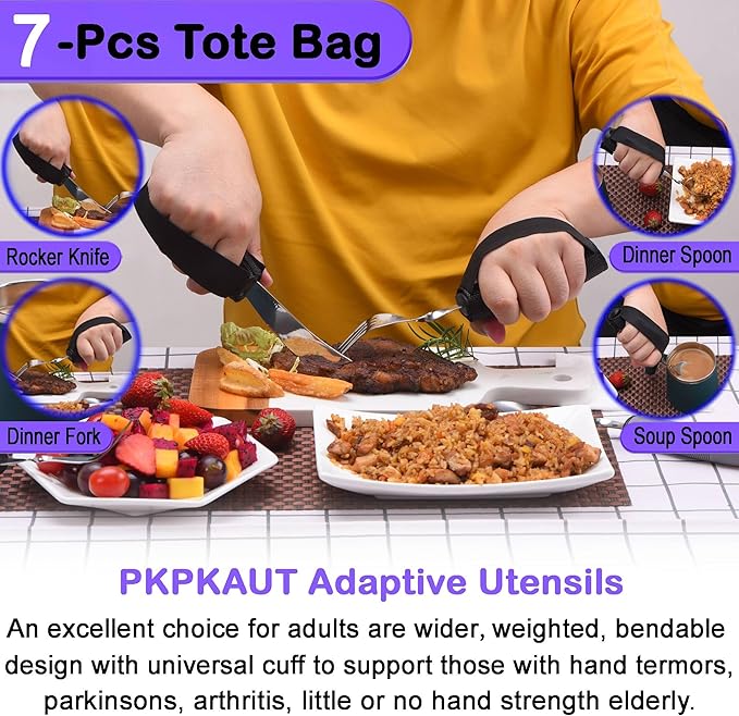 Adaptive Utensils for Parkinsons Patients Elderly, Weighted Utensils for Hand - Image 2