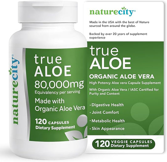 NatureCity True-Aloe Gut Health Support – 80, 000mg Aloe Vera Gel Equivalent by NatureCity