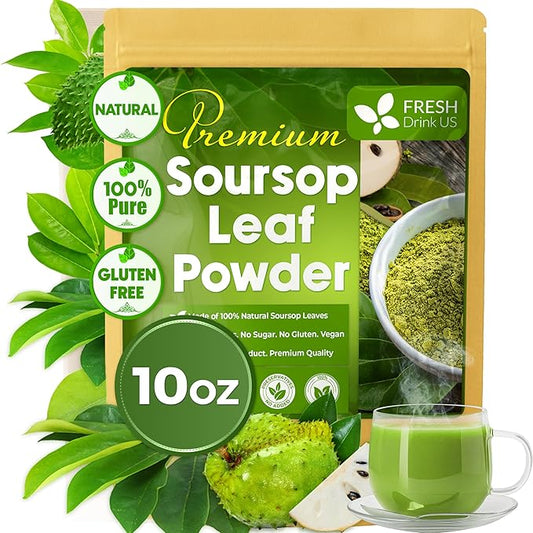 FreshDrinkUS, Premium 10oz Soursop Leaf Powder, 100% Natural and Pure from by NaturalandPremiumHerbalTea