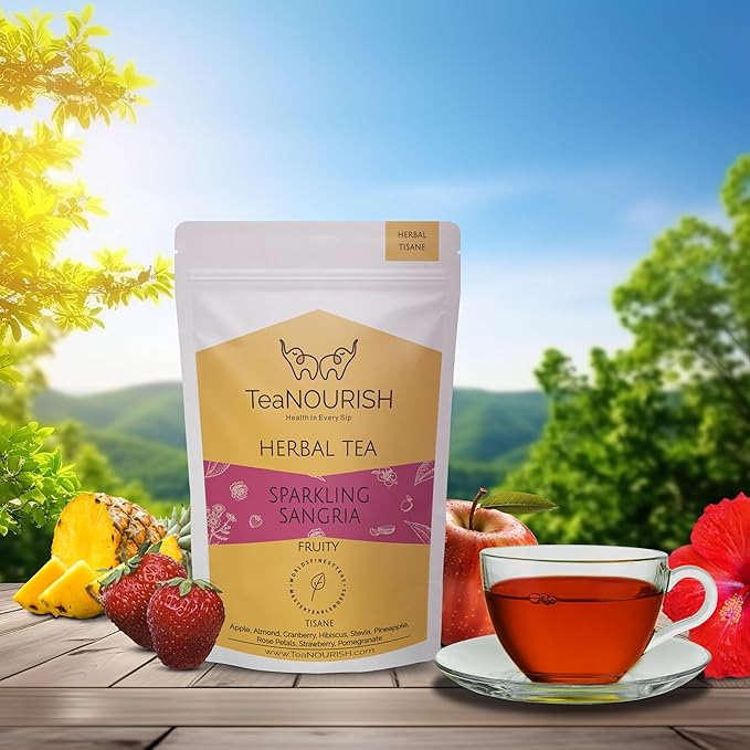 TeaNOURISH Sparkling Sangria | CAFFEINE-FREE Herbal Tea | Refreshing and Fruity - Image 2