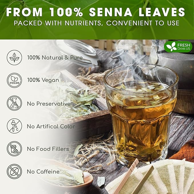 FreshDrinkUS, Premium 75 Senna Leaf Tea Bags, 100% Natural & Pure from Senna - Image 4