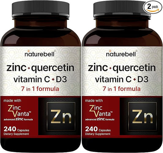NatureBell Zinc Quercetin with Vitamin C & D3, 480 Capsules | Quercetin 1 by NATUREBELLINC