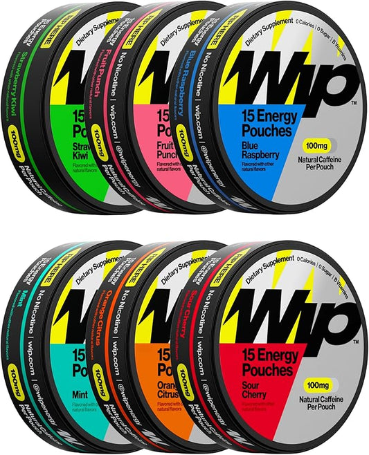 Wip Energy Pouches | 100mg Natural Caffeine | Vitamins and Minerals | 6 Pack by Wip