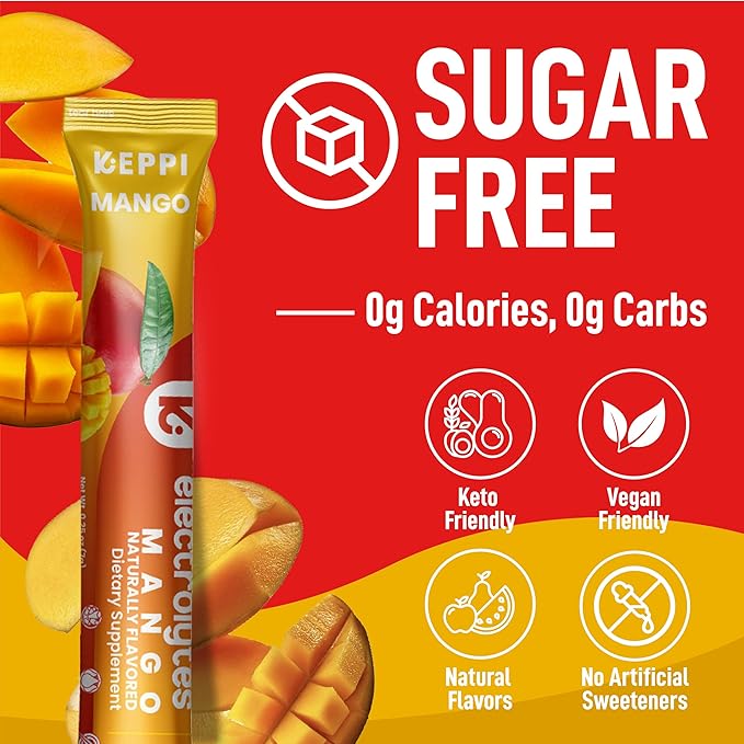 Keppi Electrolytes Powder Packets – Mango Flavor 30 Servings – No Sugar - Image 4