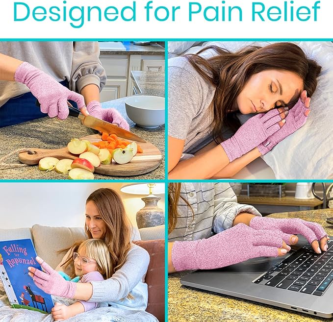 Vive Pink Arthritis Hand Compression Gloves - Image 5