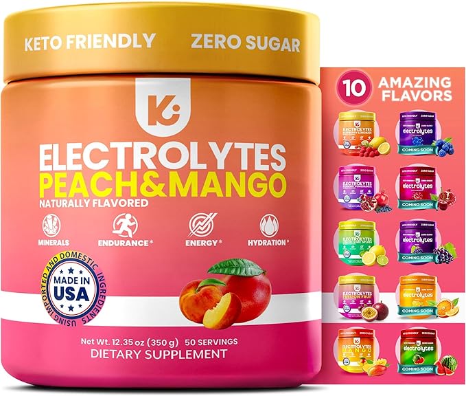 Keppi Electrolytes Powder – Peach Mango Flavor – No Sugar Hydration Supplement by Keppi