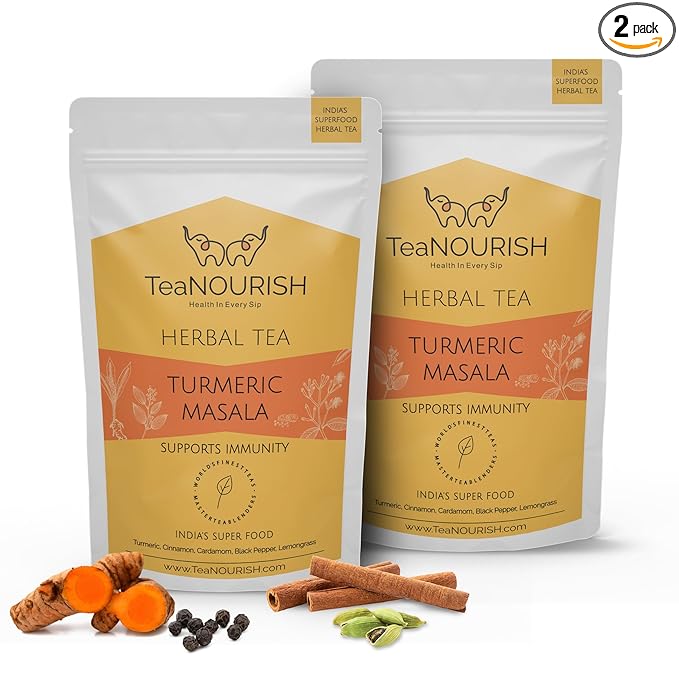 TeaNOURISH Turmeric Masala Herbal Tea | CAFFEINE-FREE | 100% NATURAL | Immunity by TeaNOURISH