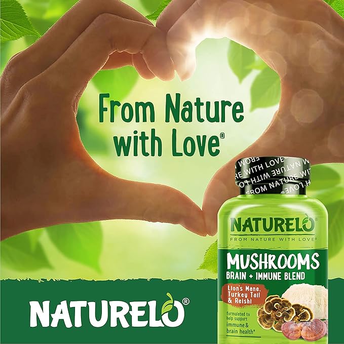 NATURELO Mushroom Supplement Capsules, 90 Ct, Brain & Immune Support, - Image 7