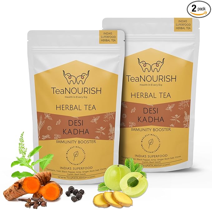 TeaNOURISH Desi Kadha | Immunity Booster Herbal Tea | Indian Superfoods Turmeric by TeaNOURISH