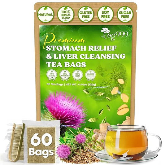 TOG999, Premium Stomach & Liver Herbal Tea – 60 Tea Bags – Milk Thistle Seed by TOG999TeaOrganicGarden